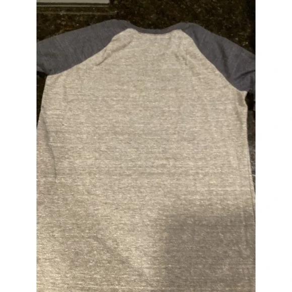 Reebok Chicago Bears Womens Raglan Shirt Gray Navy Blue 3/4 Sleeve Graphic Tee L - Picture 3 of 5